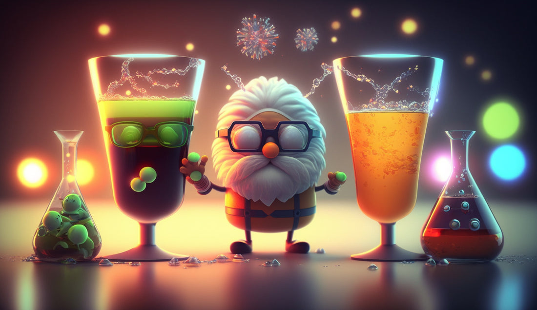 Science Holiday Calendar. Funny scientist character celebrate in lab