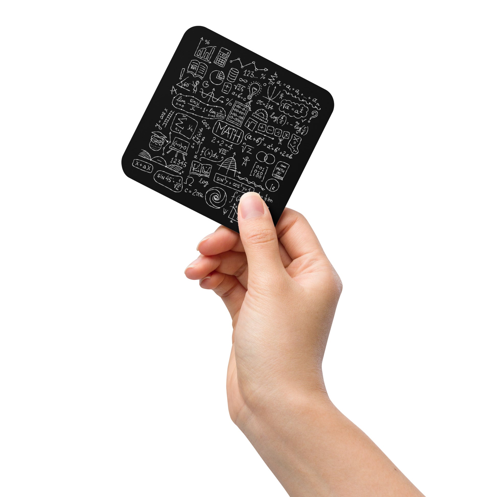 Stylish black Cork-Back Coaster with Math Print kudrylab