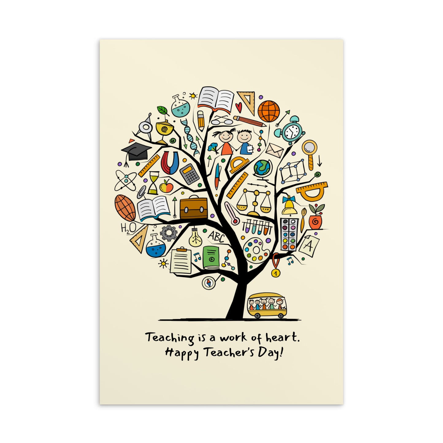 Personalized Postcard with Funny School Concept Tree Print kudrylab