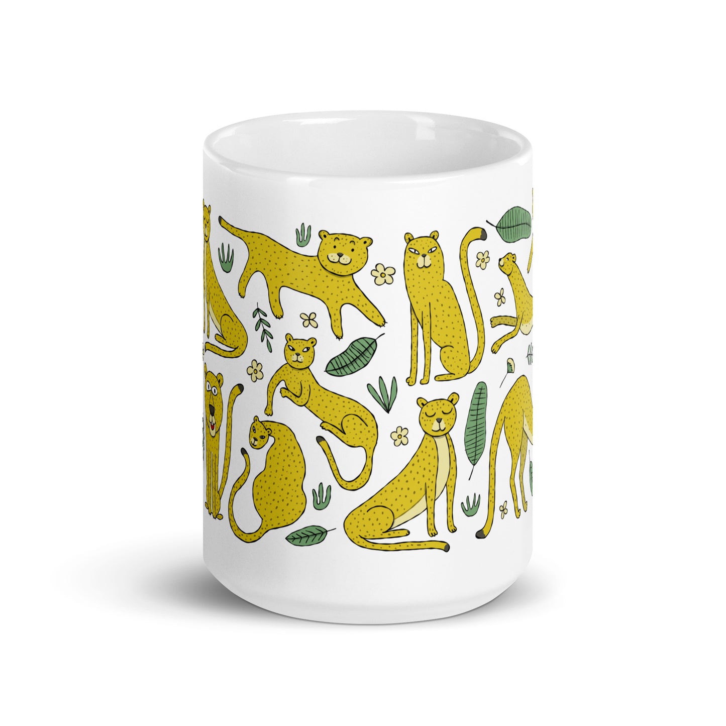White glossy mug Leopards family Zoology kudrylab