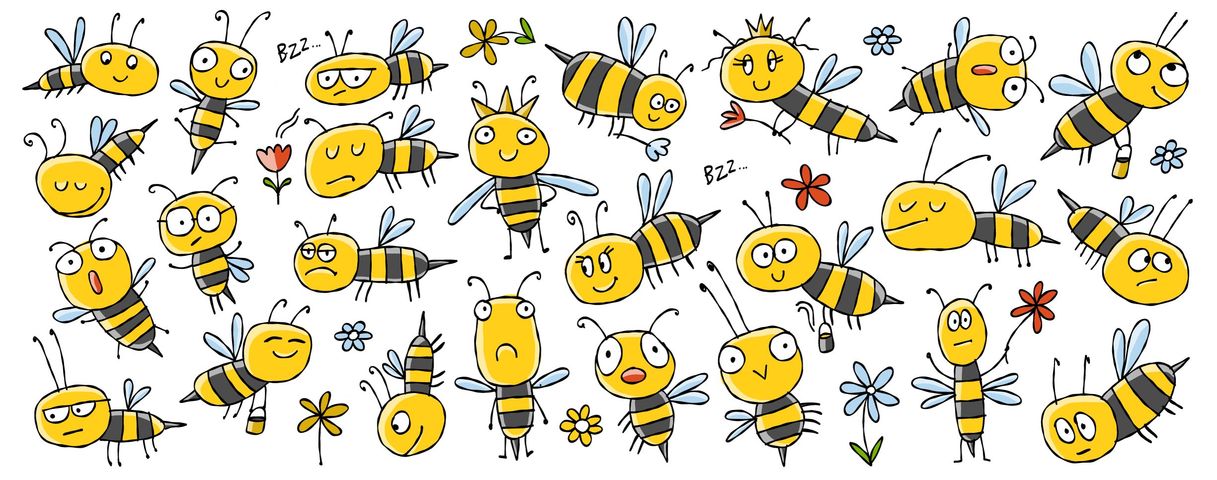 Bees family cute illustration for a science facts blog post — Kudrylab