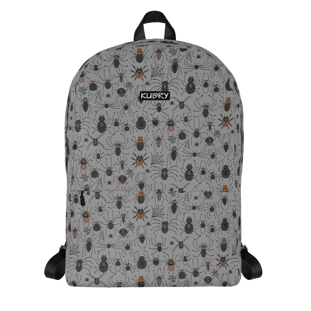 Grey Backpack for Arachnology lover with spiders collection