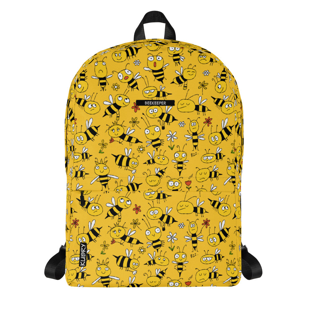 Personalised Backpack yellow with funny bees