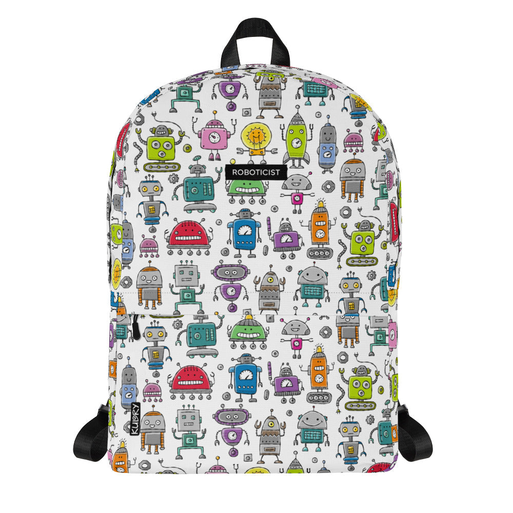 Personalised Backpack with funny Robots and basic text - Roboticist