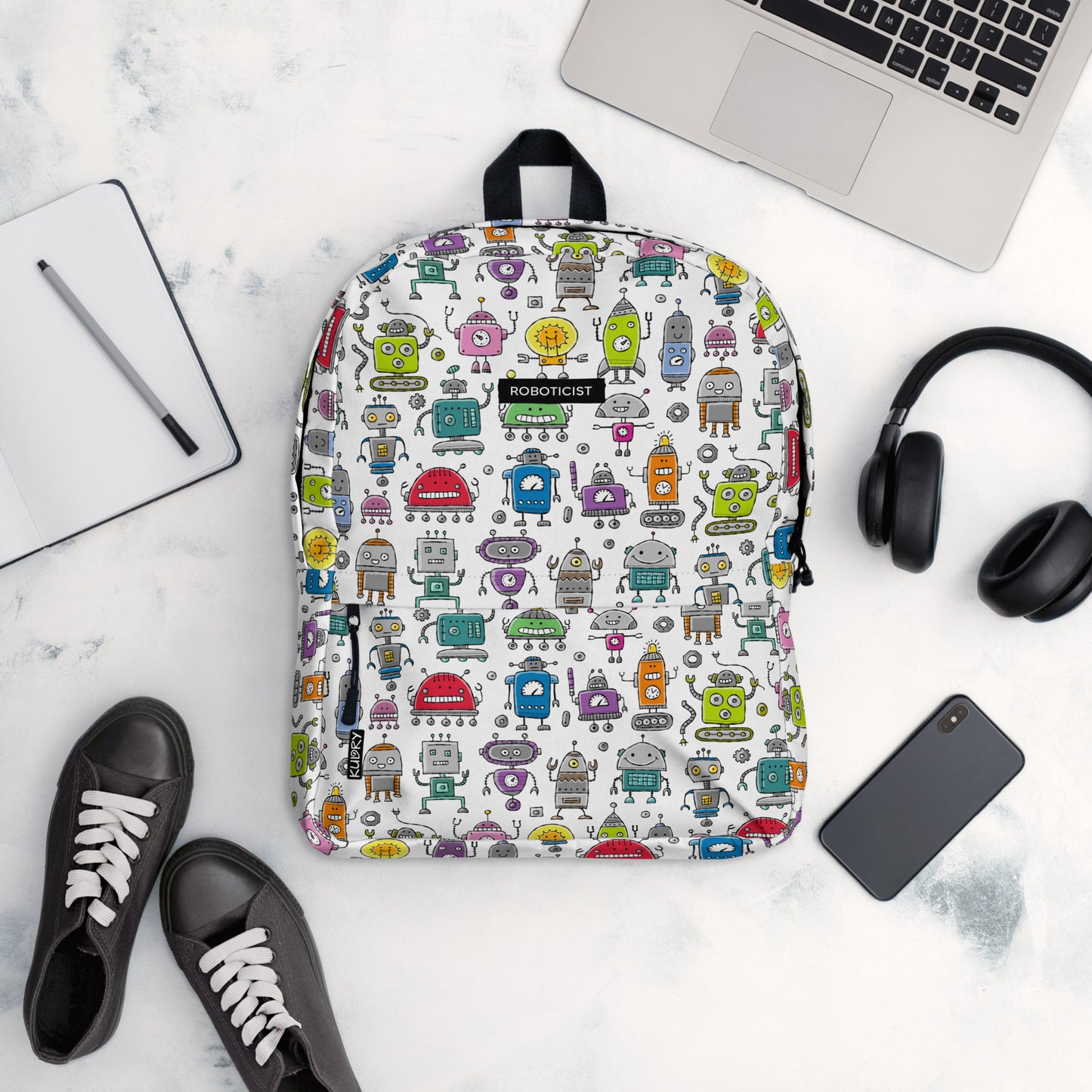 Personalised Backpack with funny Robots and basic text - Roboticist