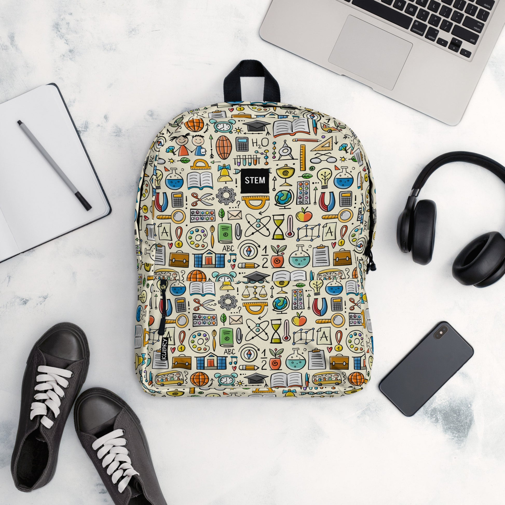 Personalised School Backpack, STEM-themed, stylish designer print