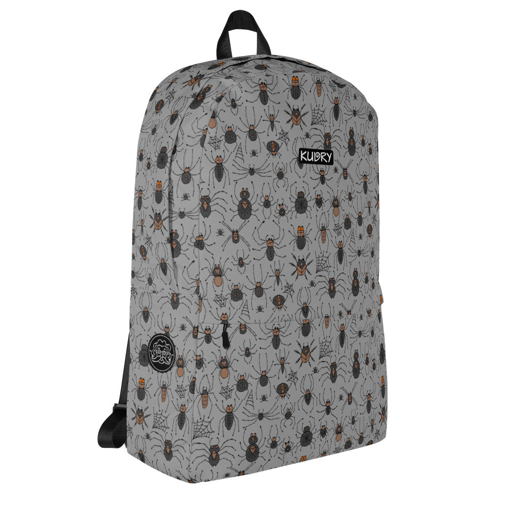 Grey Backpack for Arachnology lover with spiders collection
