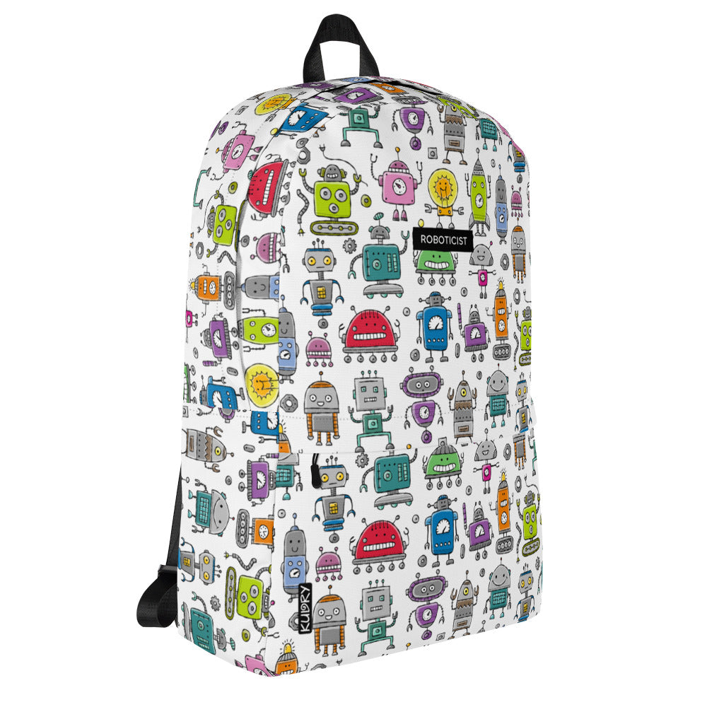 Personalised Backpack with funny Robots and basic text - Roboticist. Right