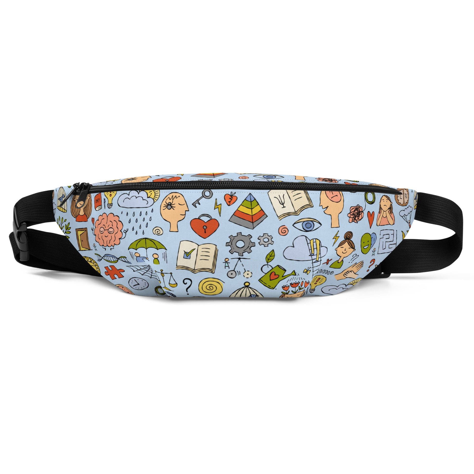 Waist Bag with funny psychology print. Front view