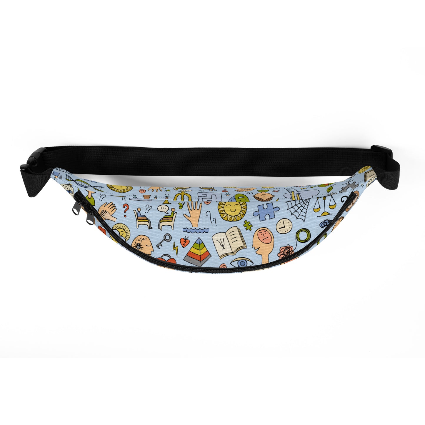 Waist Bag with funny psychology print. Top view