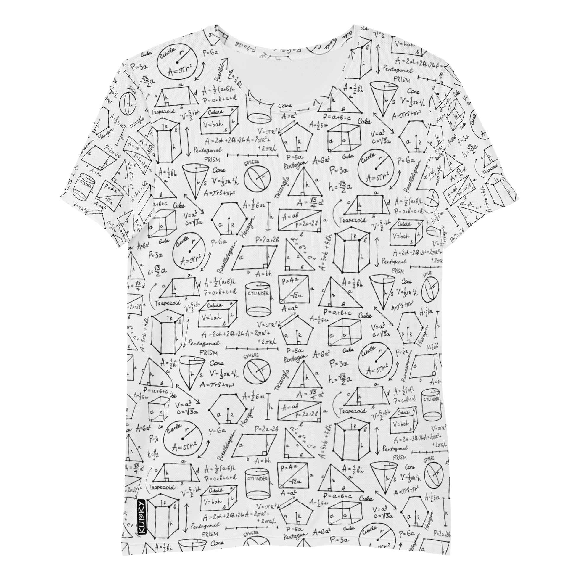 All-Over Print Men's Athletic Math T-shirt with Geometry Formulas