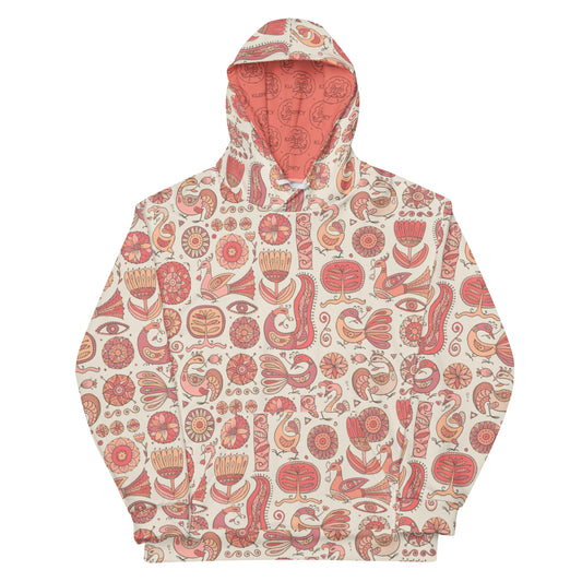 The Peach Fuzz 2024 Color Vintage Unisex Hoodie with Magic birds