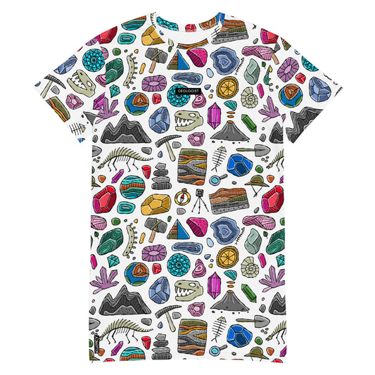 Geology-themed bright personalised T-shirt dress