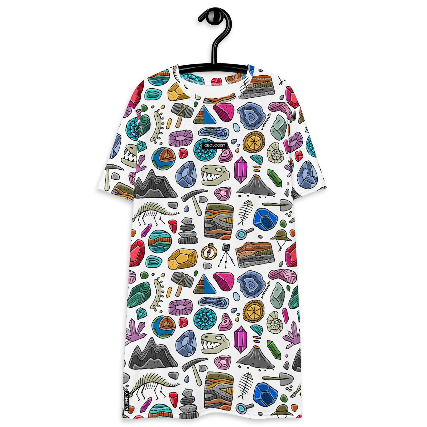 Geology-themed bright personalised T-shirt dress