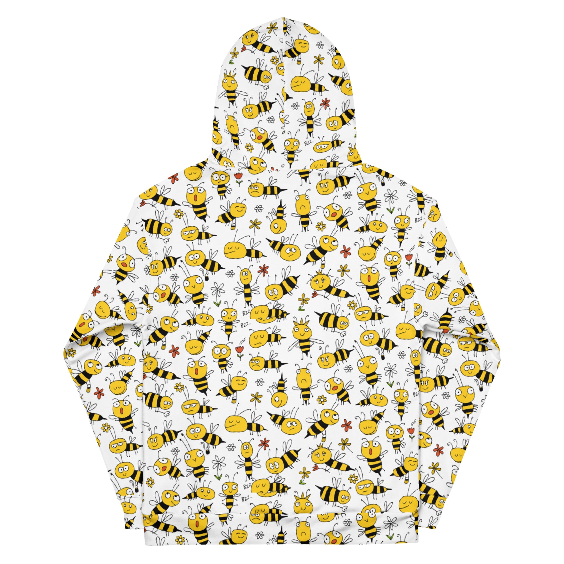 Unisex Hoodie white with funny yellow bees family.