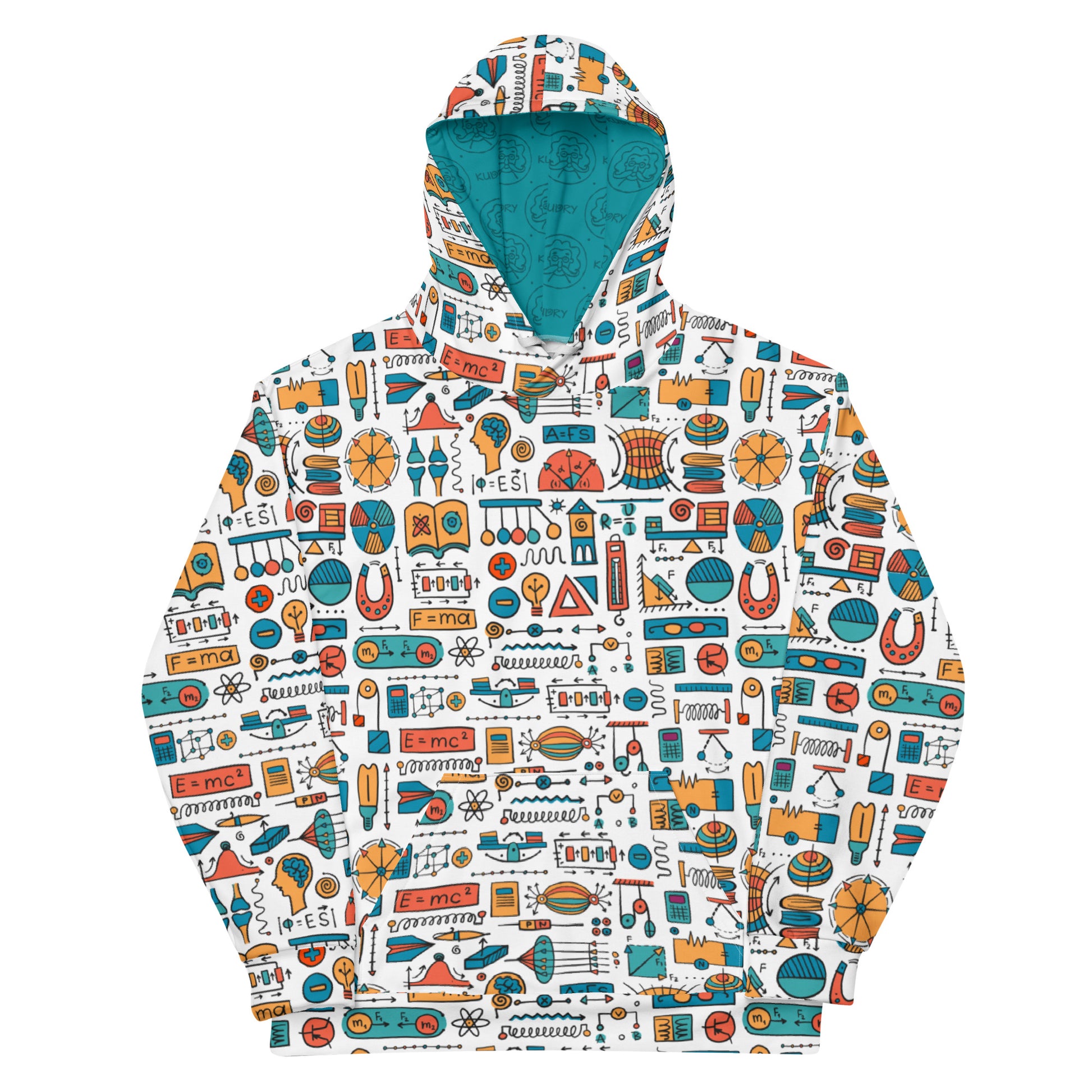 All over print unisex Hoodie with Physics design elements. Original Gift for Physicist lover
