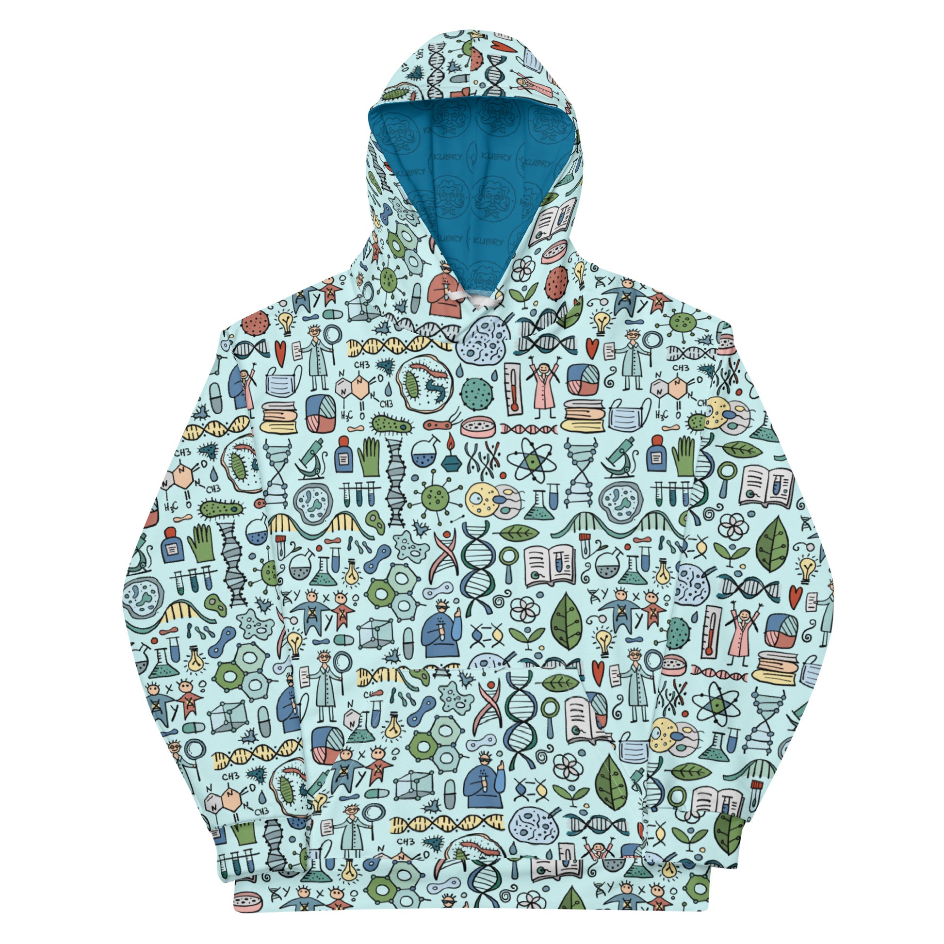 All over print designer unisex Hoodie for Science Lovers with thematic print of genetic lab, biology, chemistry