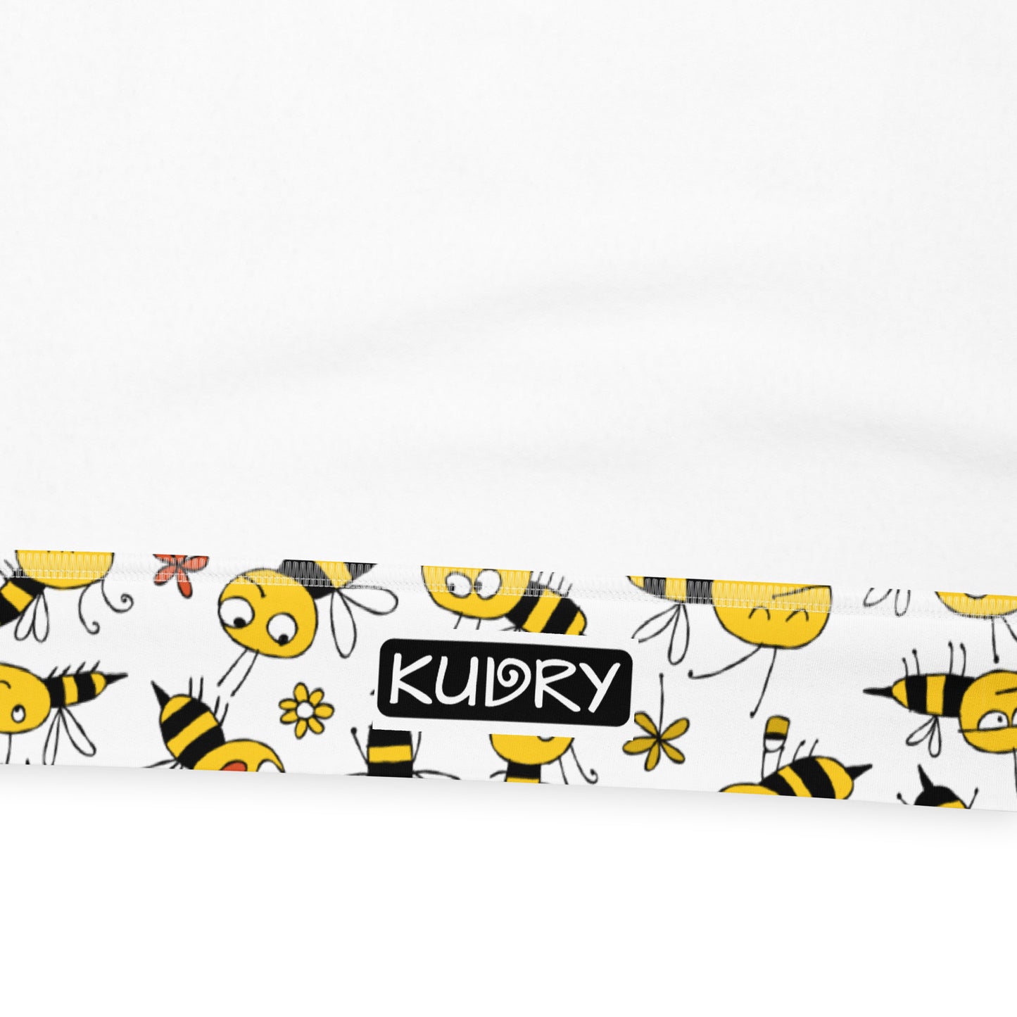 Unisex Hoodie white with funny yellow bees family. Inside Logo - Kudry