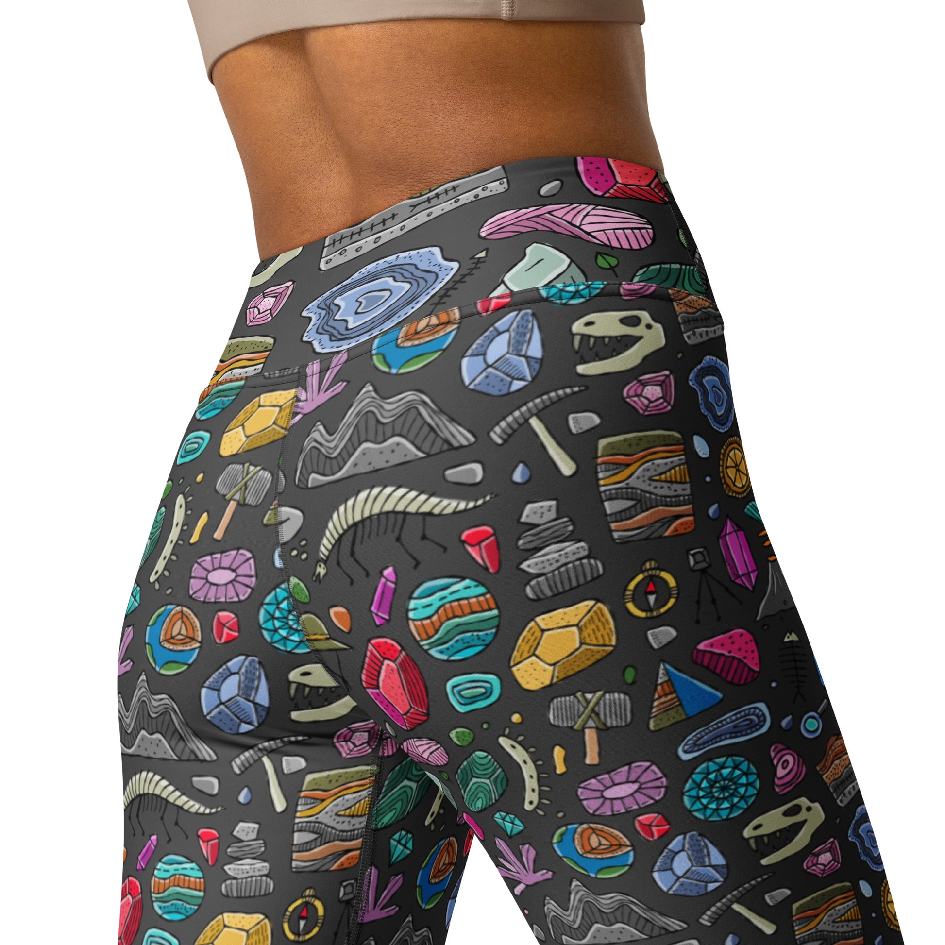 KUDRY high-waisted geology print leggings – waistband close-up