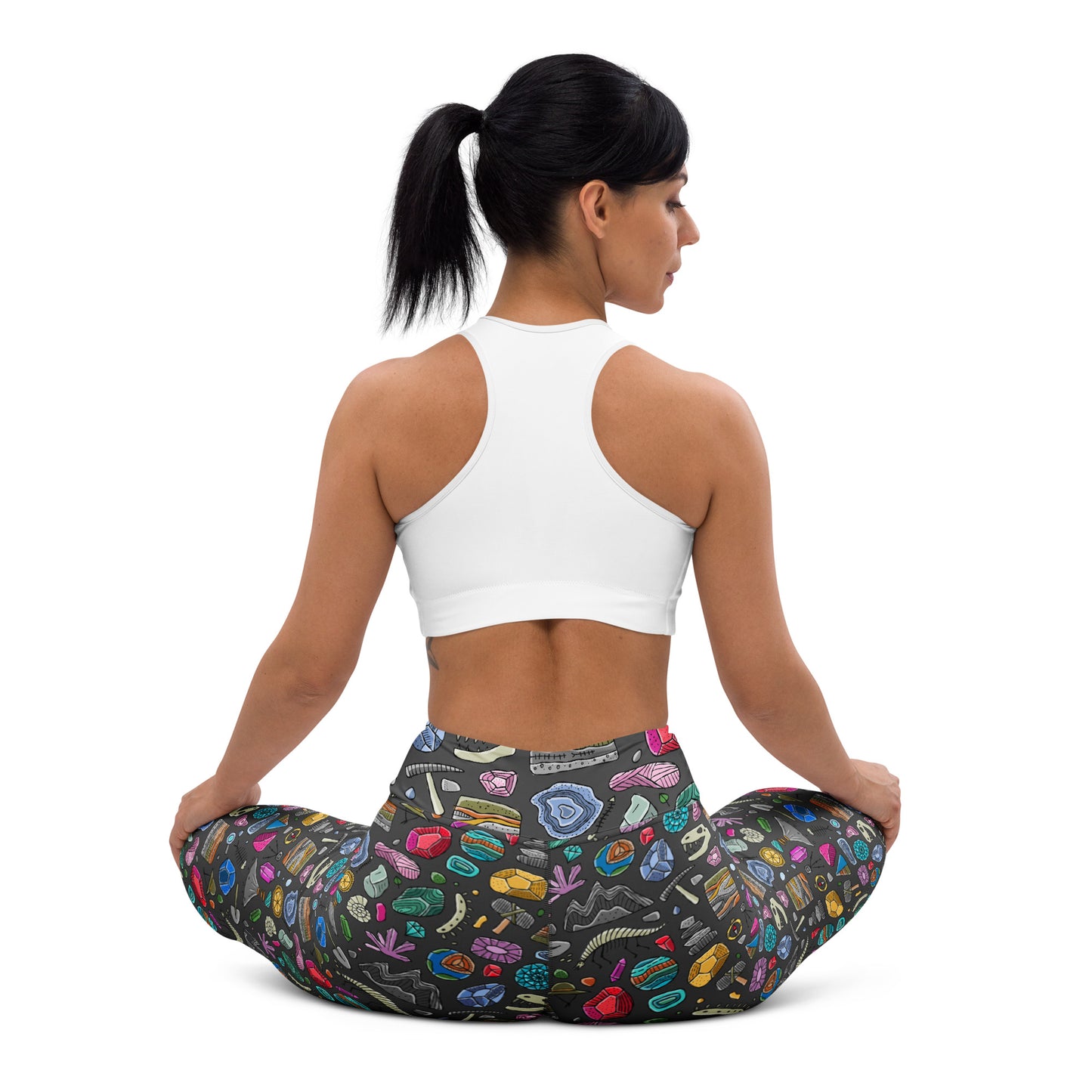 Rear view of KUDRY geology print yoga leggings