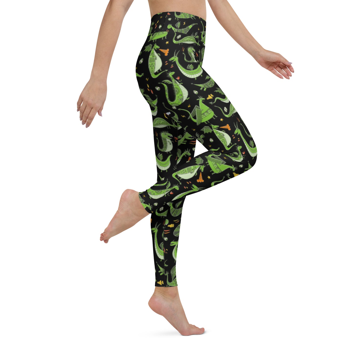 Yoga Leggings with funny Green Dragons