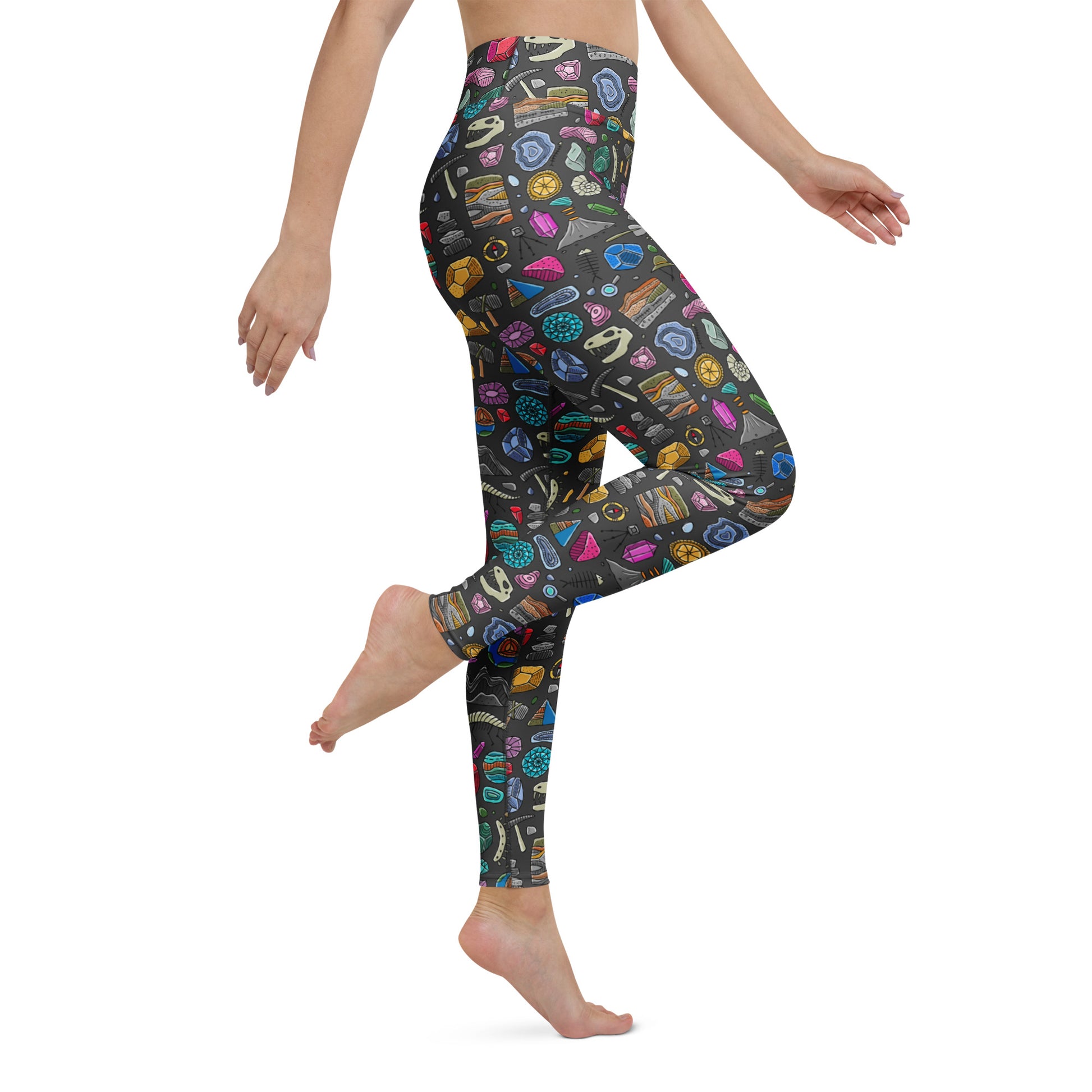 Side view of KUDRY mineral and crystal yoga leggings