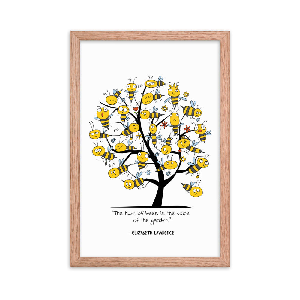 Custom bee wall art poster with playful bee illustration