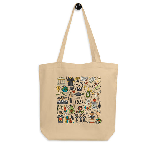 Eco tote bag for Graduation. Funny designer print. Free personalised option with custom text