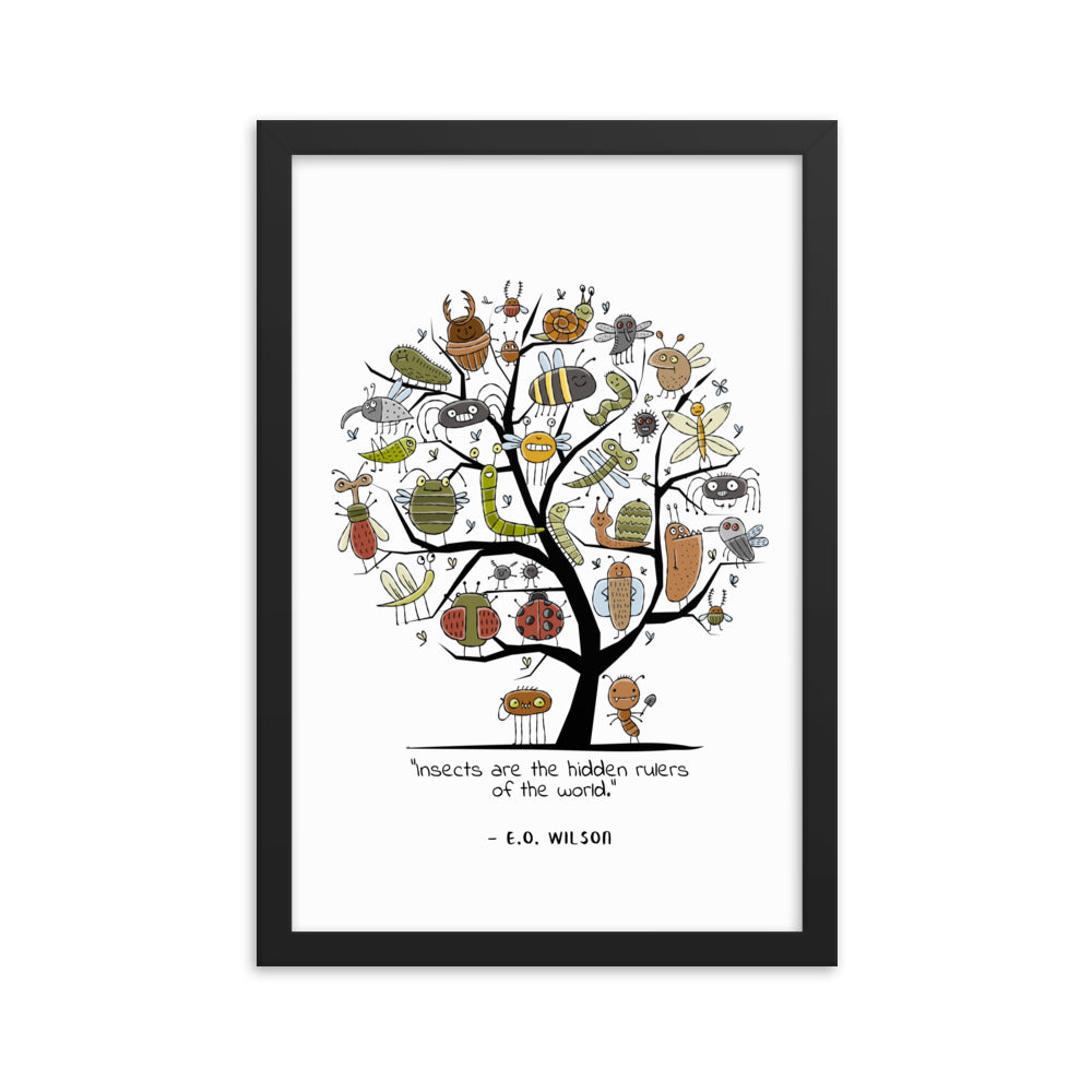 Framed entomology poster with funny insects collection. Personalised text here