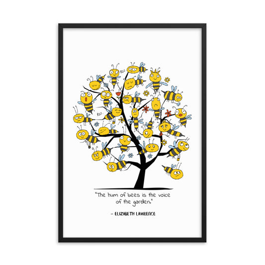 Framed poster Funny Bees Tree. Entomology