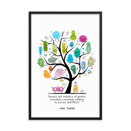 Framed poster with concept art tree - viruses and bacteries