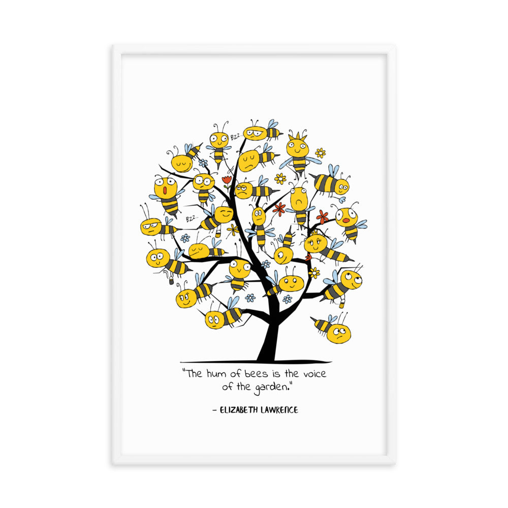 Framed poster Funny Bees Tree. Entomology