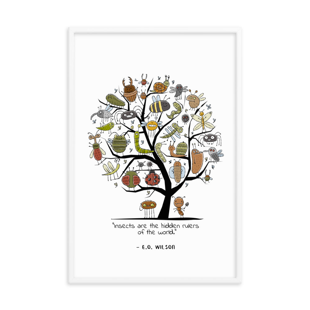 Framed entomology poster with funny insects collection. Personalised text here