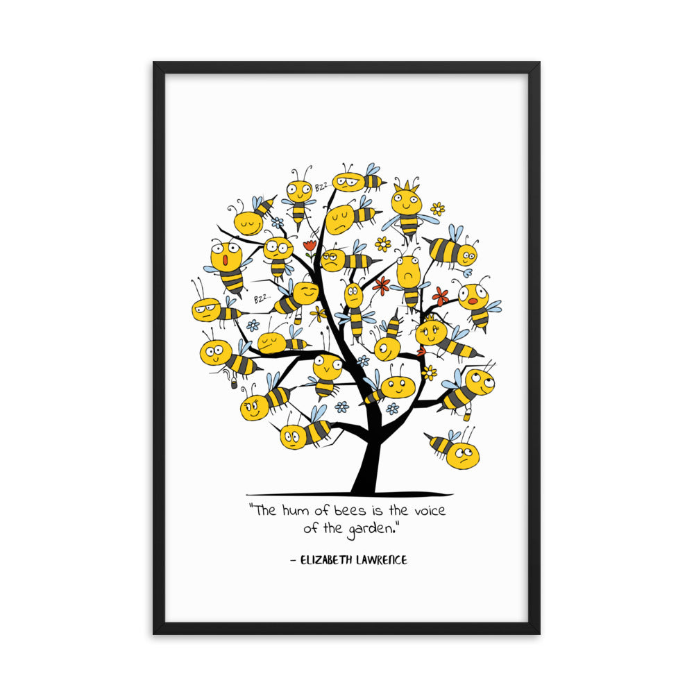 Personalized bee poster with custom text wall art for bee lovers