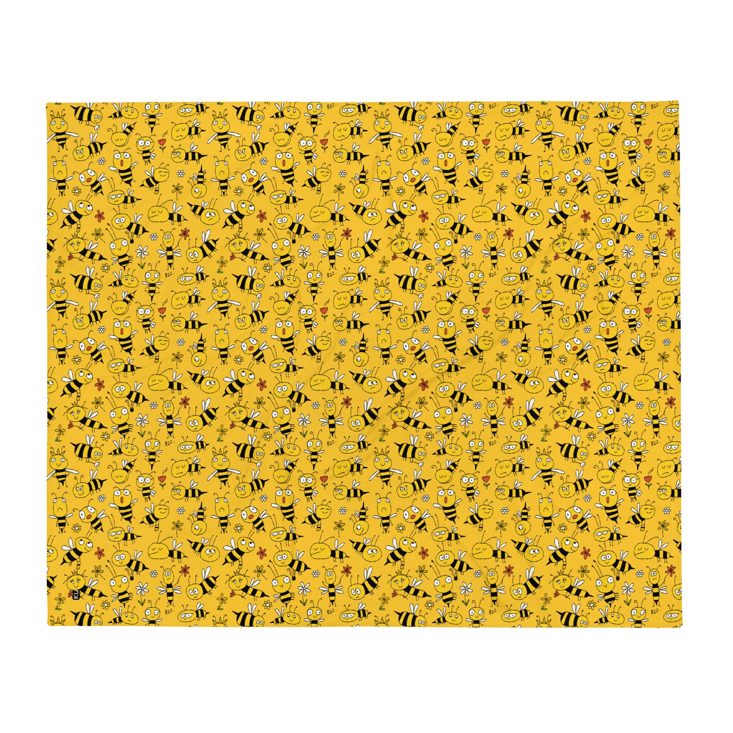 Bee themed throw blanket featuring a detailed bee pattern