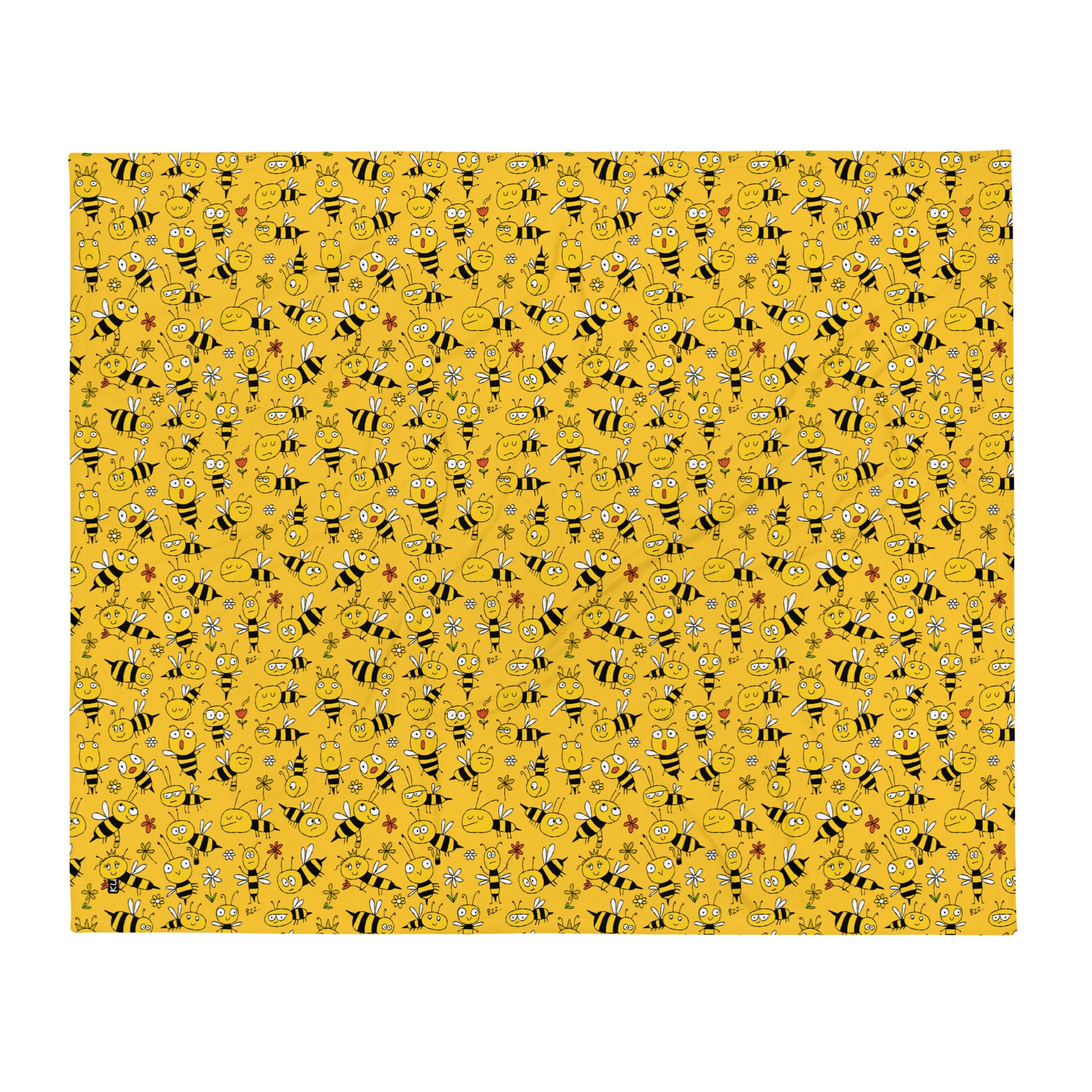 Bee themed throw blanket featuring a detailed bee pattern
