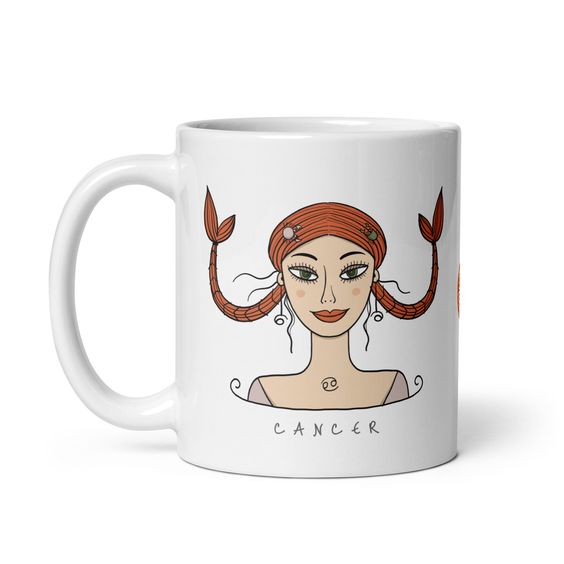 Personalised astrology Mug 11oz with pretty girl portrait - Cancer zodiac sign