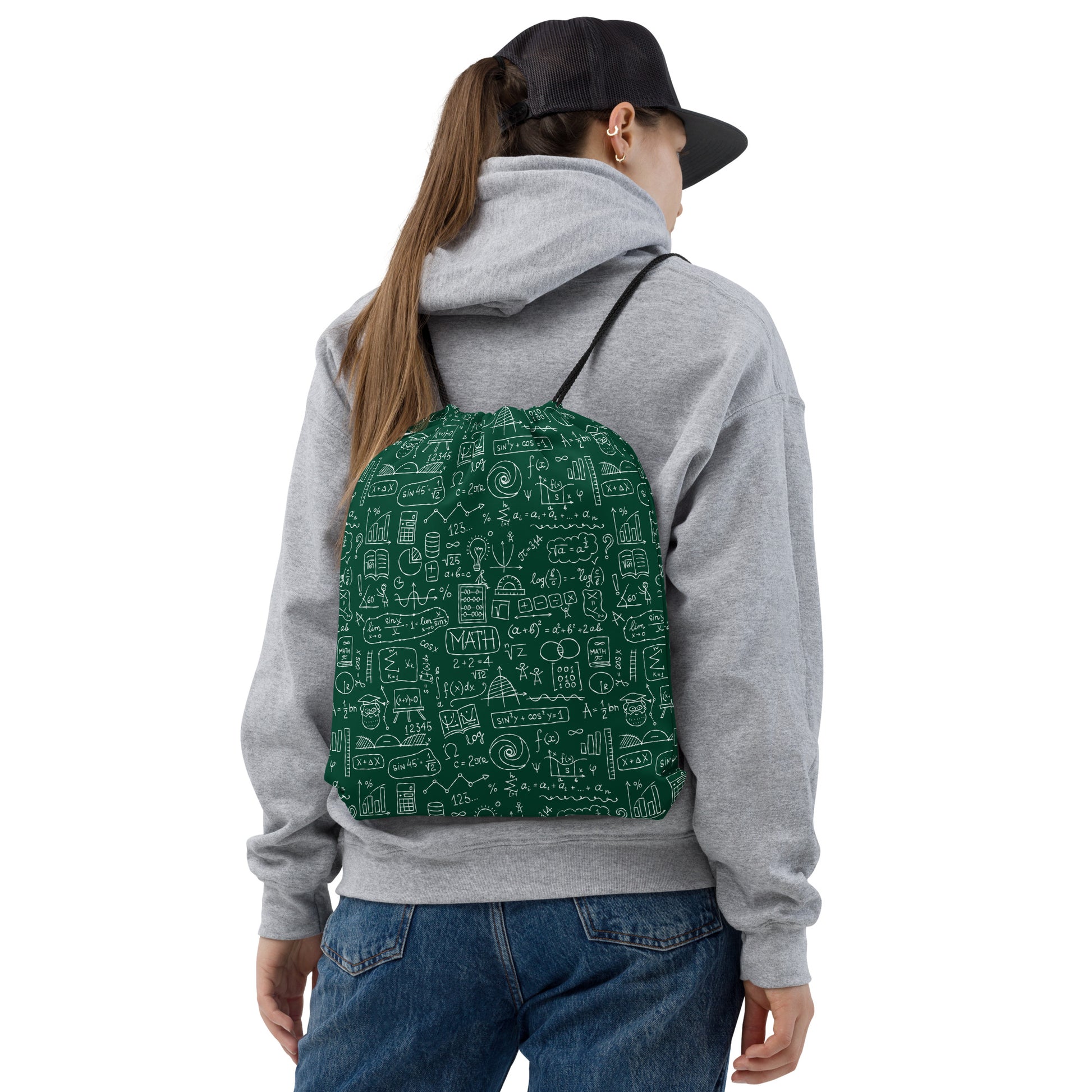 Stylish Math Print Drawstring Bag kudrylab