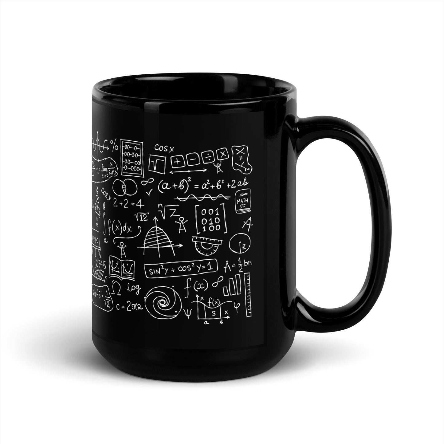 Mathematical Formulas and Symbols stylish black Gift Mug for Teachers, Students, and STEM Enthusiasts kudrylab