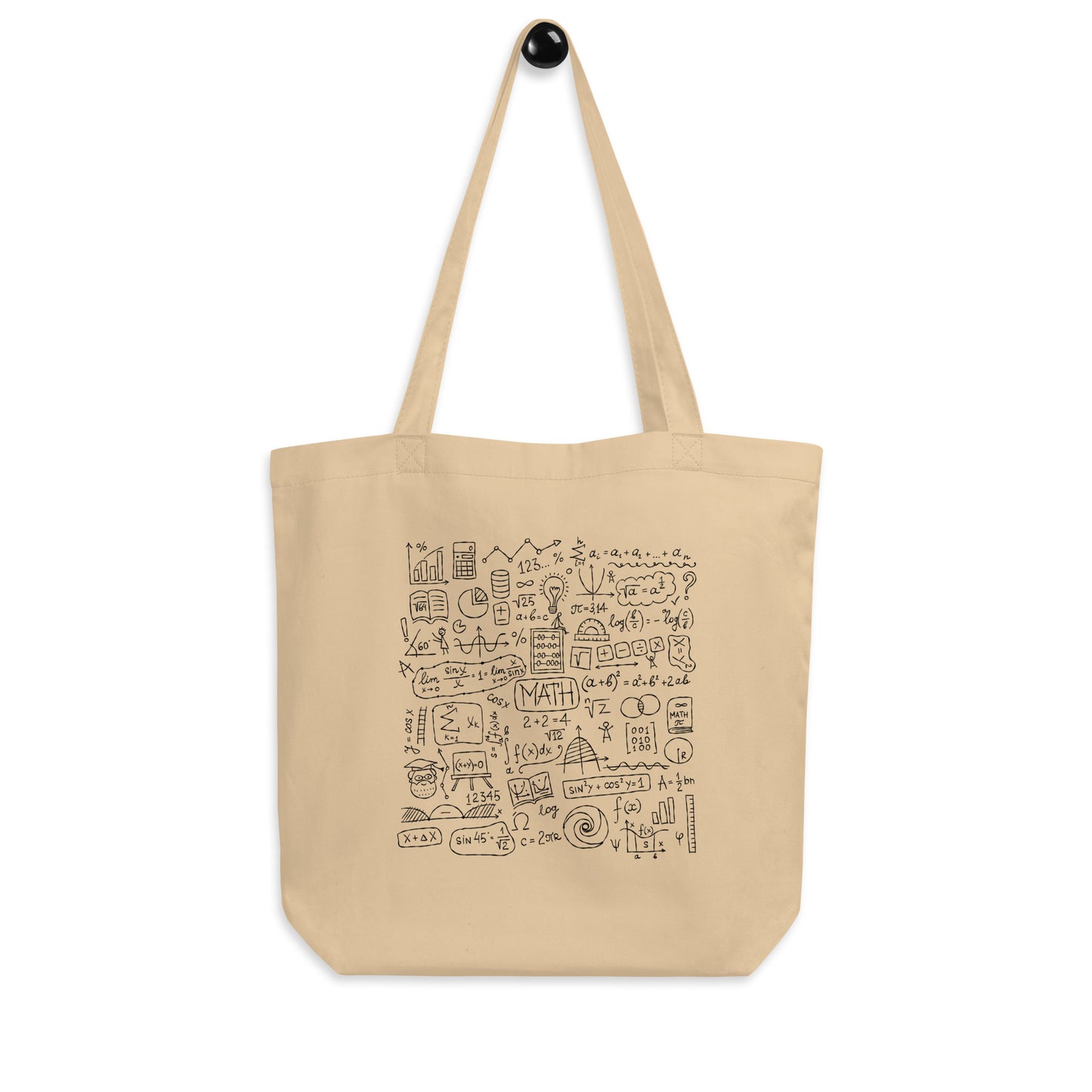 Eco Tote Bag with Math Print Equations and Symbols. Personalised back side kudrylab
