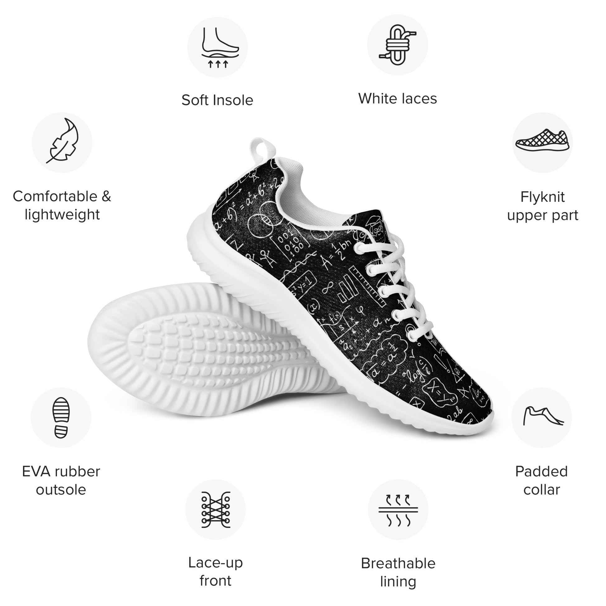 Women's Athletic Shoes with Math Print Formulas and Graphs kudrylab