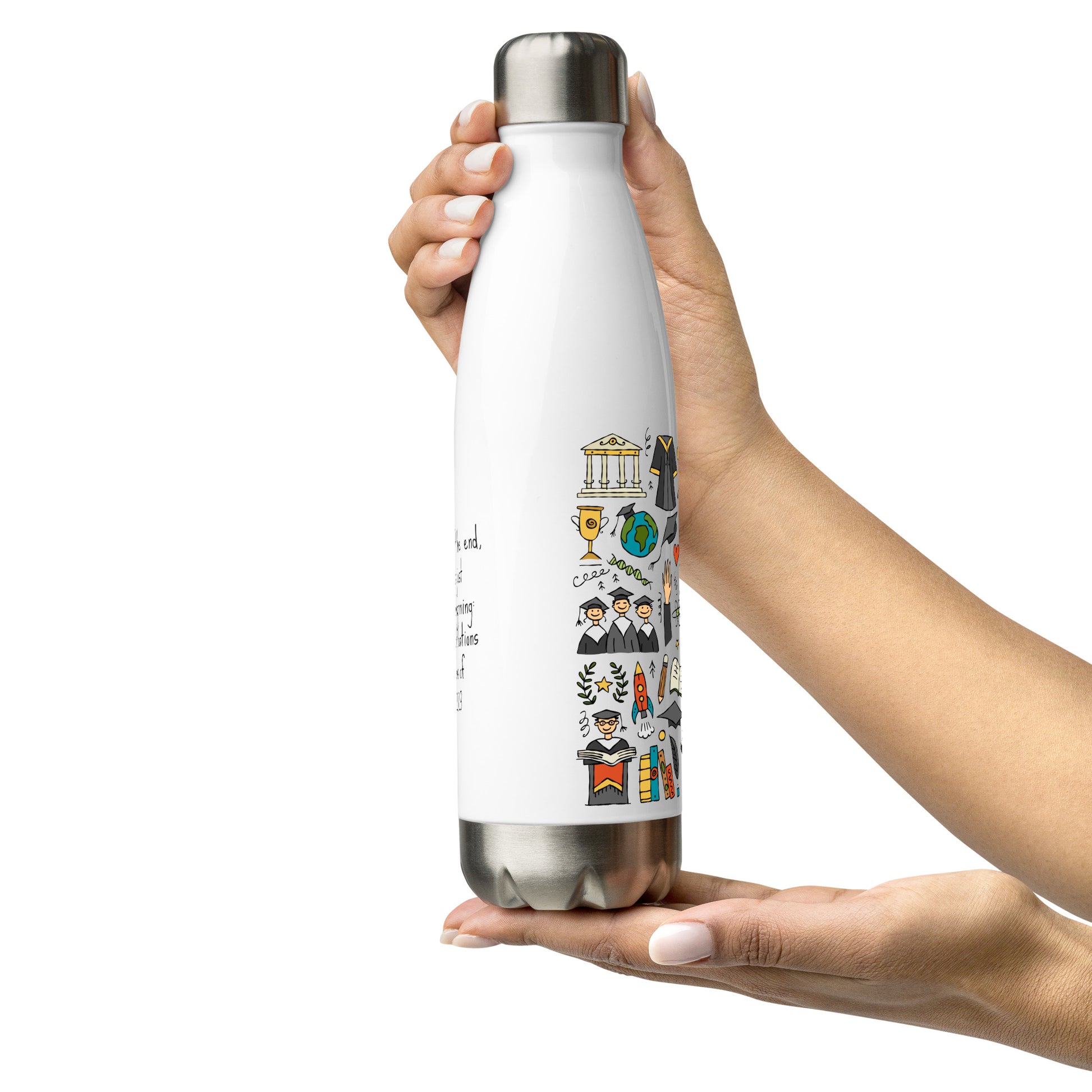 Personalised Graduation Stainless Steel Water Bottle with Funny Designer Print