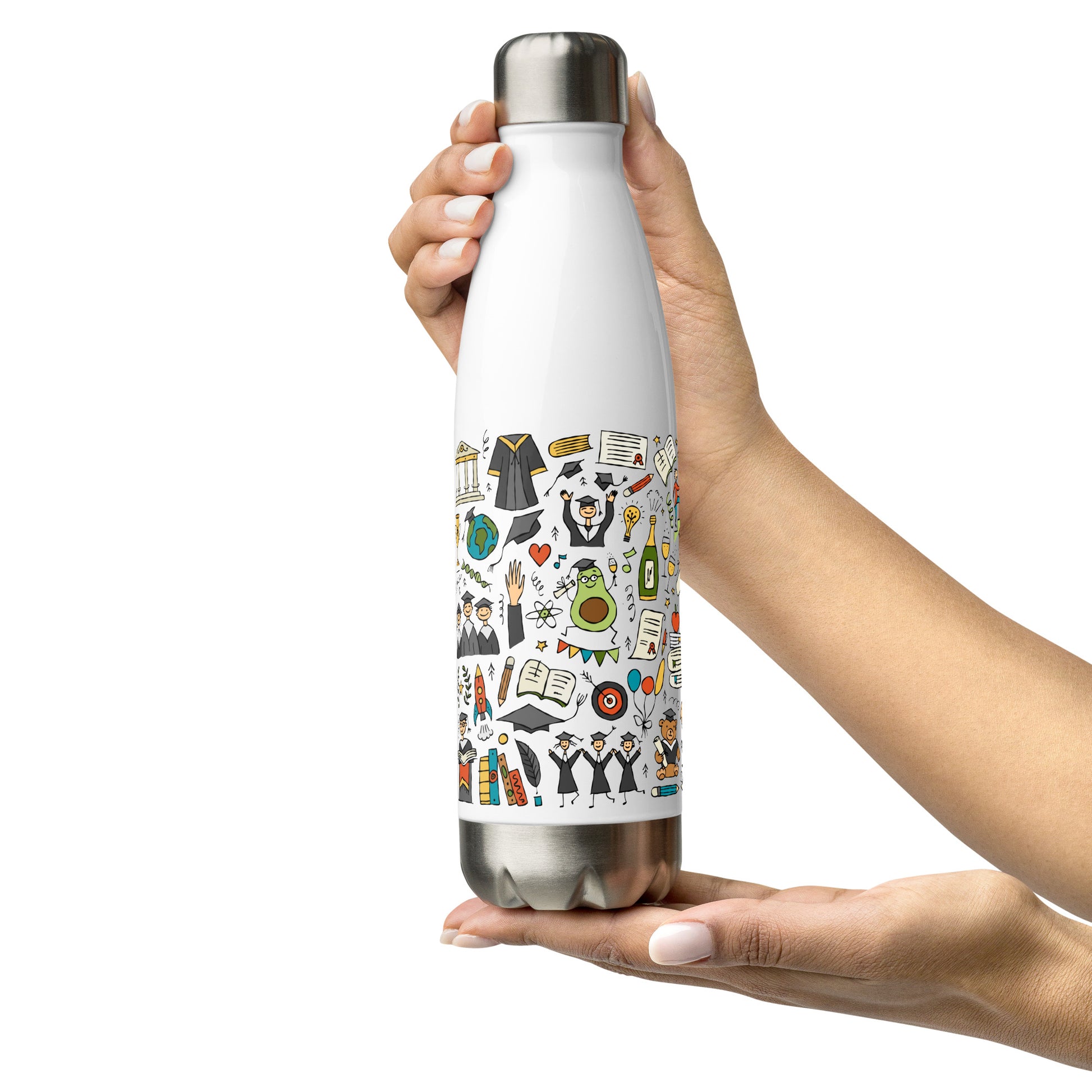 Personalised Graduation Stainless Steel Water Bottle with Funny Designer Print