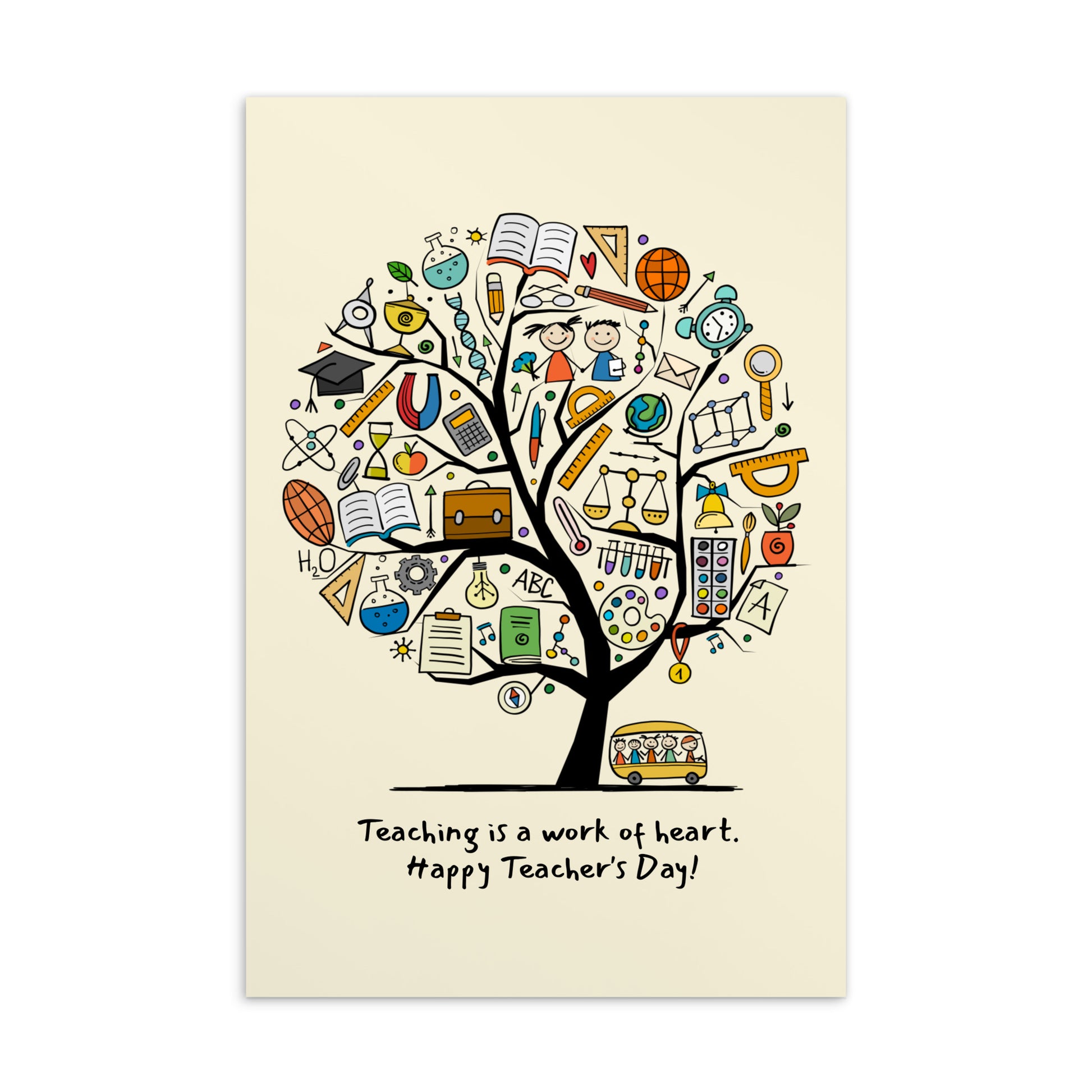 Personalized Postcard with Funny School Concept Tree Print kudrylab