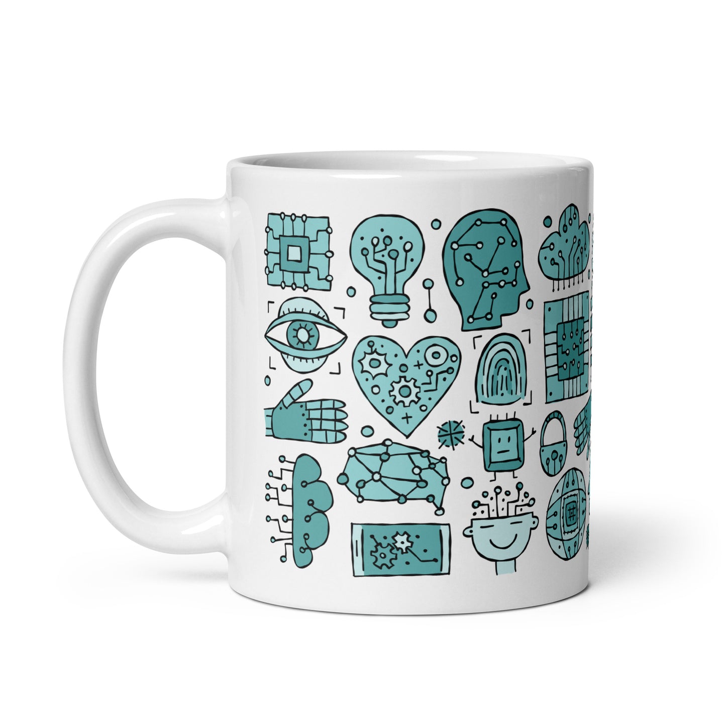 White glossy mug artificial intelligence kudrylab