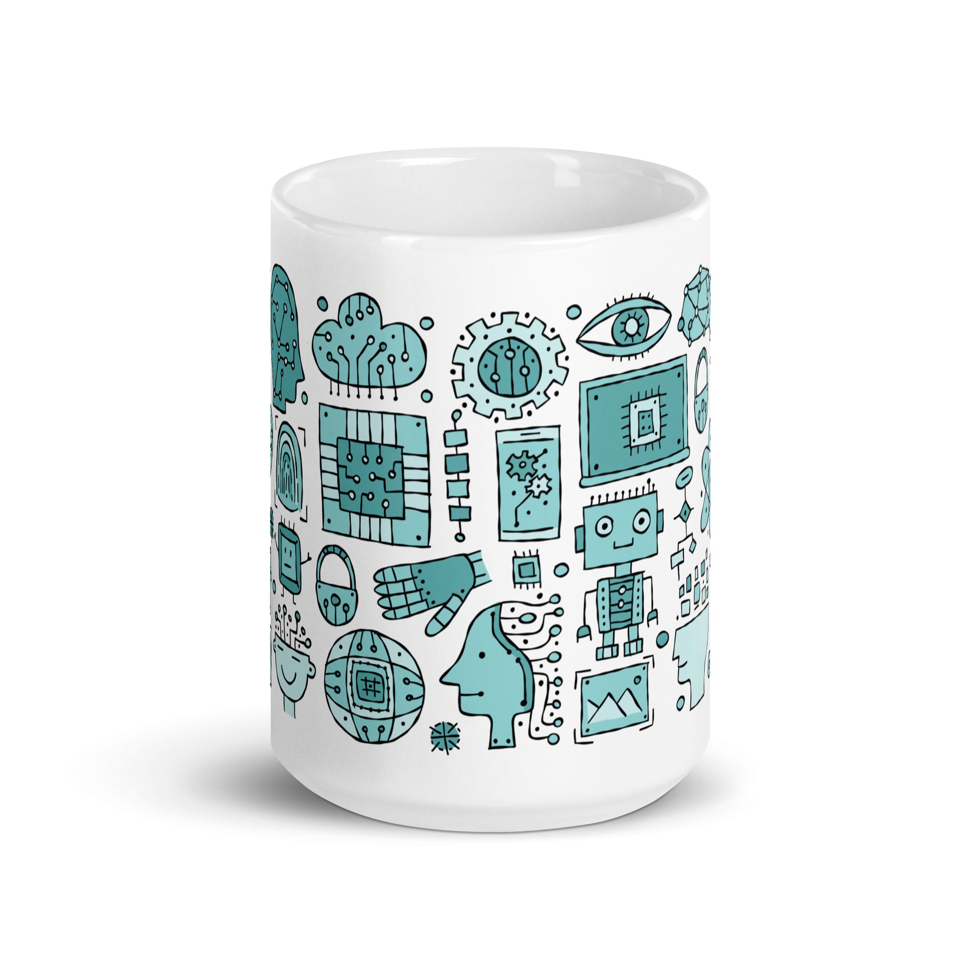 White glossy mug artificial intelligence kudrylab